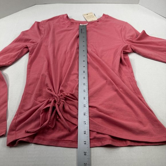 Selfie Women's Sz Medium Long Sleeve Tee Shirt Gather And Tied On Front Pink New - Picture 12 of 16